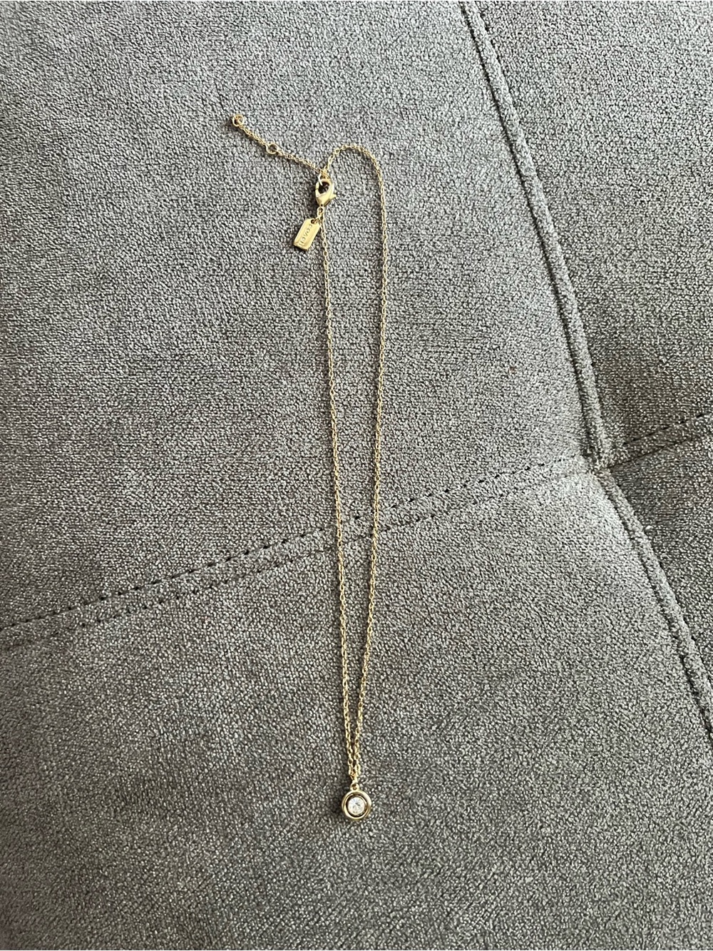 Coach Gold-Tone Necklace with Clear Crystal Pendant